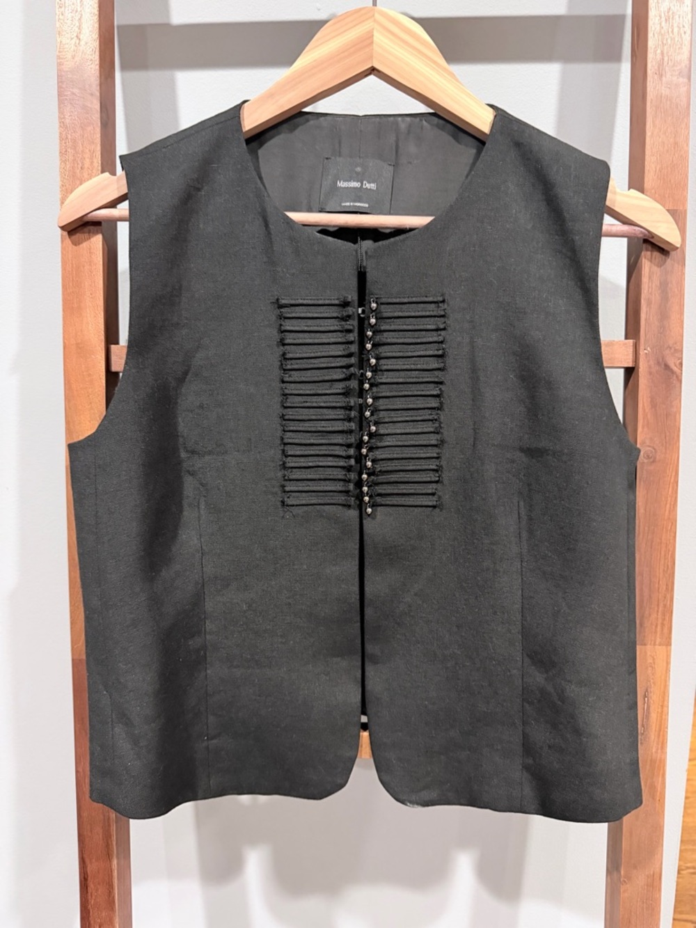 Massimo Dutti Black Sleeveless Embellished Front Vest